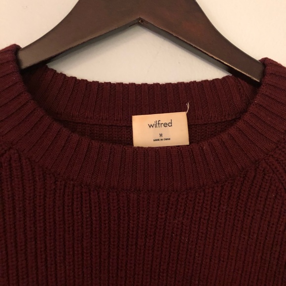 Wilfred Scalloped Crop Knit Sweater - Burgundy - Picture 3 of 7